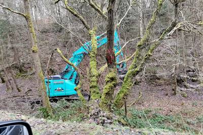 Erste Arbeiten im Rahmen der Notmaßnahme beginnen © Daniel Steffan erstebaggerarbeitentrasse