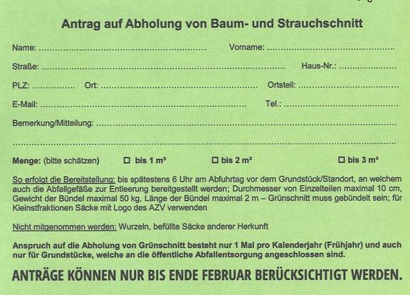 grünschnitt antragabholung