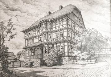 Historische Zeichnung der "Oberförsterei" Zeichnung Oberförsterei