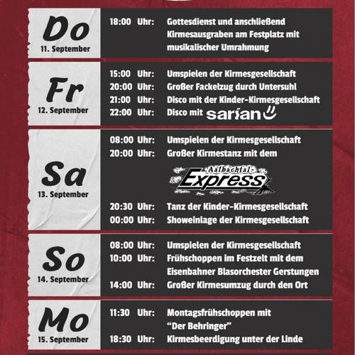 Flyer Kirmes Untersuhl 2 Flyer Kirmes Untersuhl 2