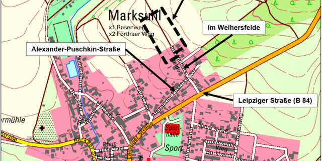 Karte Weihersfeld I ohne Maßstab ©Kartengrundlage: Übersicht DTK; Quelle: GDI-Th © I GeoBasis-DE BKG 2024 karteweihersfeld